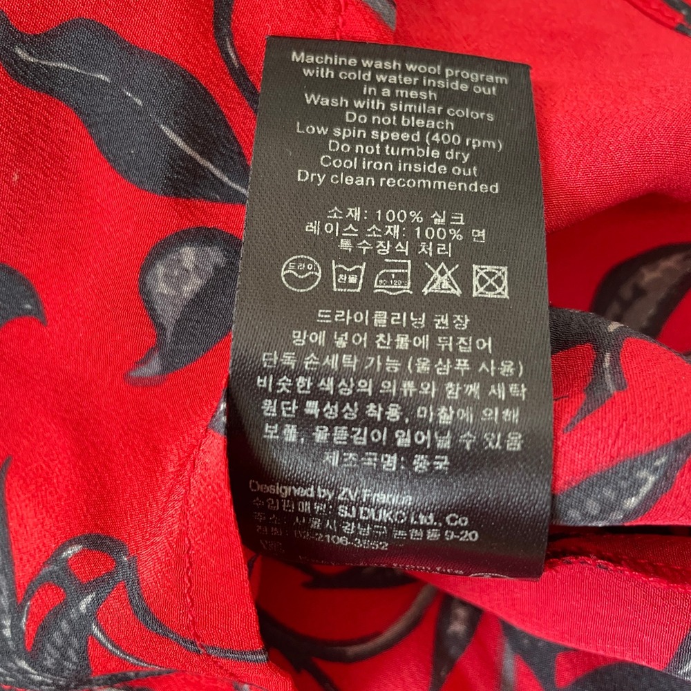Zadig & Voltaire Silk Floral Chai Print Long Sleeve Blouse‎ Red Size Medium - Picture 7 of 14